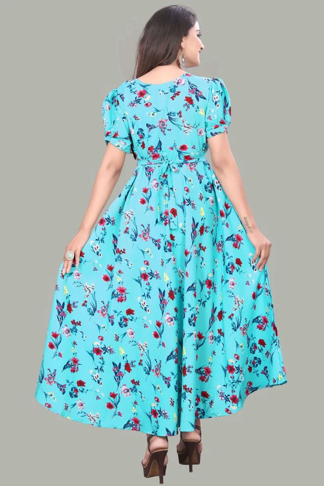 Women A-line Multicolor Maxi/Full Length Dress
- Turquoise Blue, XXL