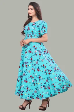 Women A-line Multicolor Maxi/Full Length Dress
- Turquoise Blue, XXL