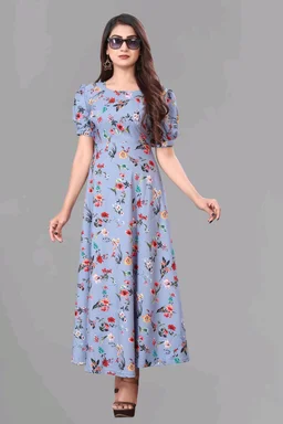 Women A-line Multicolor Maxi/Full Length Dress
- Periwinkle Gray, 2XL