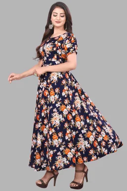 Women A-line Multicolor Maxi/Full Length Dress
- Steel Gray, XXL