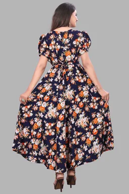 Women A-line Multicolor Maxi/Full Length Dress
- Steel Gray, 3XL