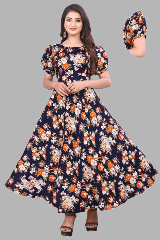 Women A-line Multicolor Maxi/Full Length Dress
- Steel Gray, 4XL