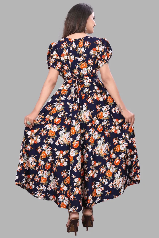 Women A-line Multicolor Maxi/Full Length Dress
- Steel Gray, 4XL