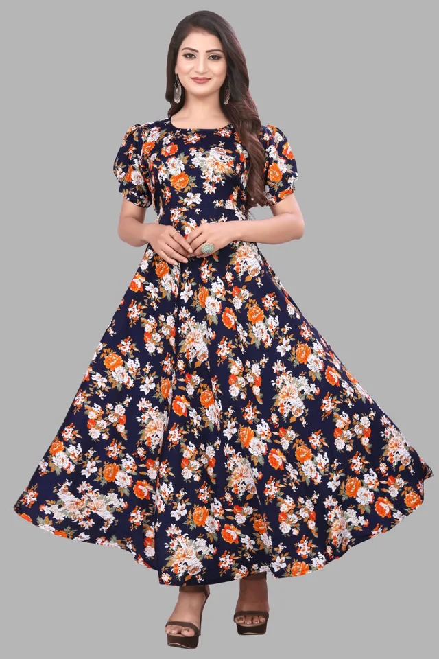 Women A-line Multicolor Maxi/Full Length Dress
- Steel Gray, 4XL