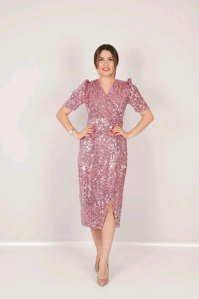 Partywear Bodycon Pink Dress
- pink, XXL