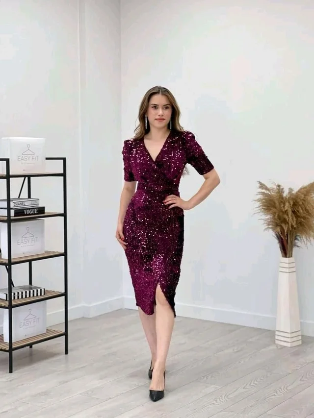 Partywear Bodycon Pink Dress
- purple, XS