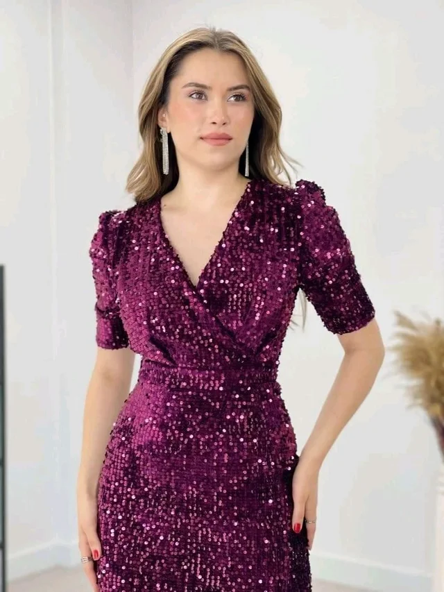 Partywear Bodycon Pink Dress
- purple, XL