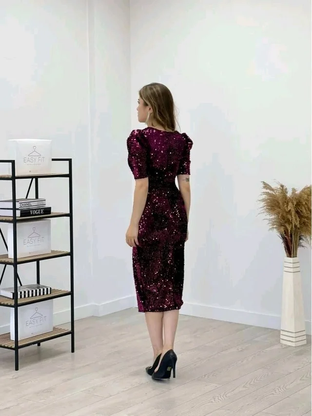 Partywear Bodycon Pink Dress
- purple, XL