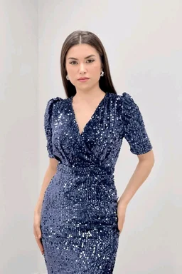 Partywear Bodycon Pink Dress
- Blue, L