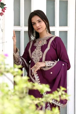 Heavy Chinon Silk kurti Eith Embroidered salwar And Dupatta Set
- Tawny Port, M