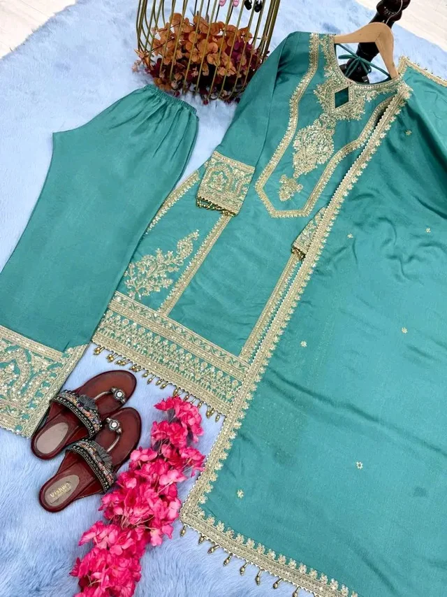 Heavy Chinon Silk kurti Eith Embroidered salwar And Dupatta Set
- Breaker Bay, XXL