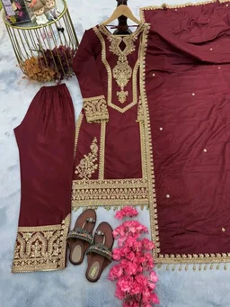 Heavy Chinon Silk kurti Eith Embroidered salwar And Dupatta Set
- Heath, M