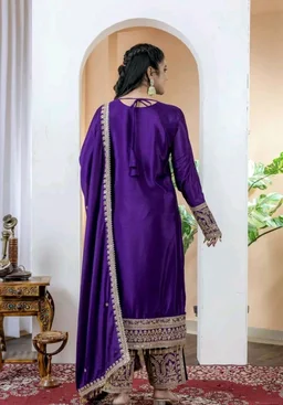 Heavy Chinon Silk kurti Eith Embroidered salwar And Dupatta Set
- Meteorite, XXL