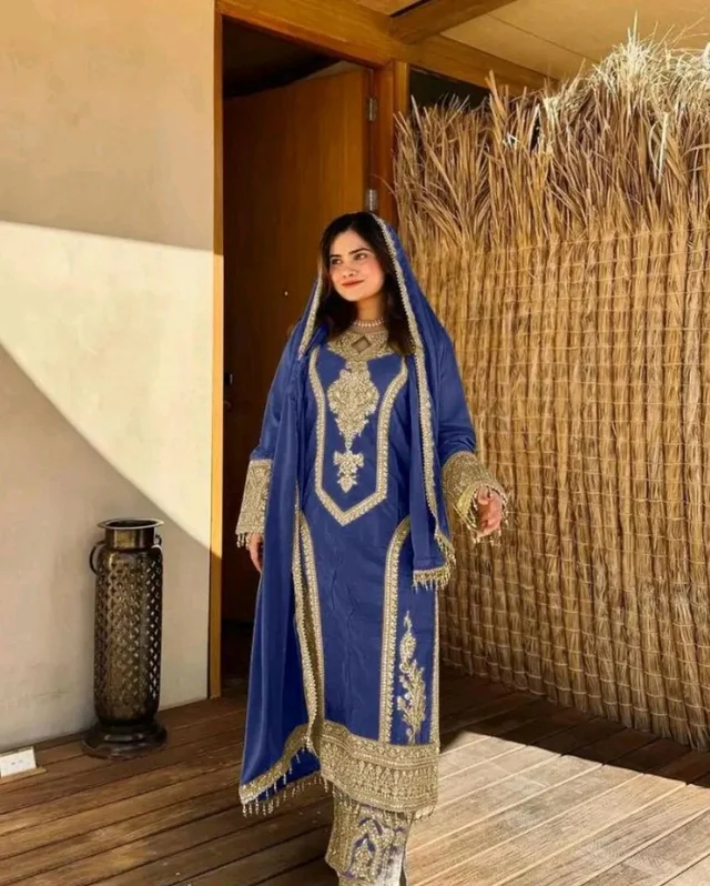 Heavy Chinon Silk kurti Eith Embroidered salwar And Dupatta Set
- Cloud Burst, S