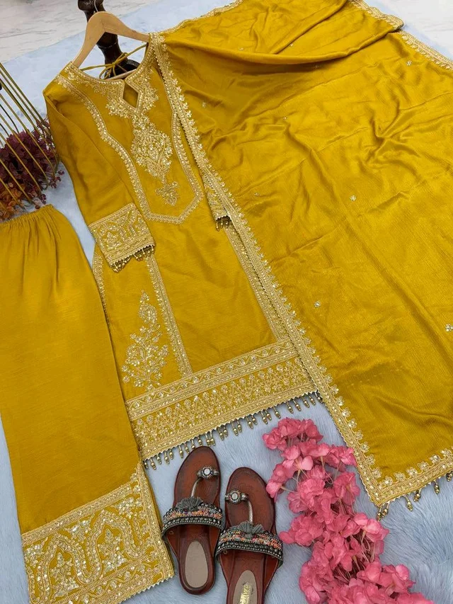 Heavy Chinon Silk kurti Eith Embroidered salwar And Dupatta Set
- Pirate Gold, XXL