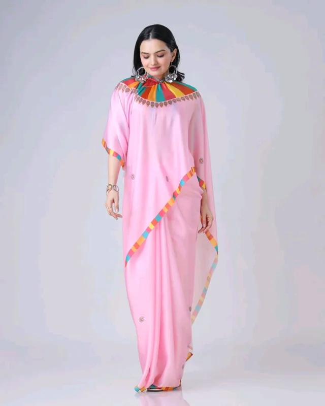 Drape Saree In 2 Different Way To Wear Saree* - pink, Free Size