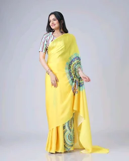 Drape Saree In 2 Different Way To Wear Saree* - corn yellow, Free Size