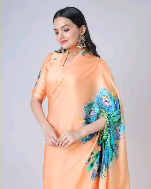 Drape Saree In 2 Different Way To Wear Saree* - light pech, Free Size