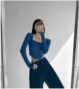 Casual Regular Sleeves Solid Women Dark Blue Top - Nile Blue, XS