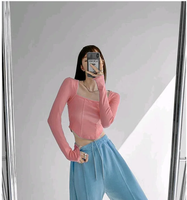 Casual Regular Sleeves Solid Women Pink Top - pink, L
