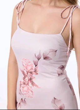 Pink Knotted Sleeves Printed Slip-On. Dress - Soft Peach, XL