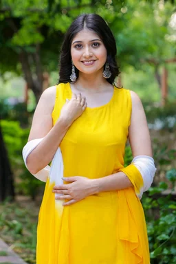 Viscose Rayon Kurti Patiala Dupatta Set - Ripe Lemon, S
