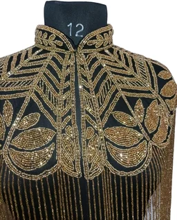 Women Hand beaded Embellished Short Cape Poncho (white) - Barley Corn, Free Size