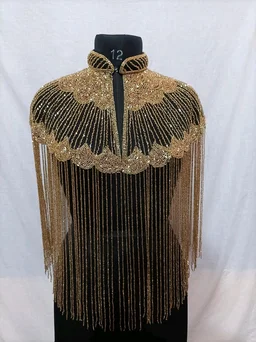 Women Hand beaded Embellished Short Cape Poncho (white) - Domino, Free Size