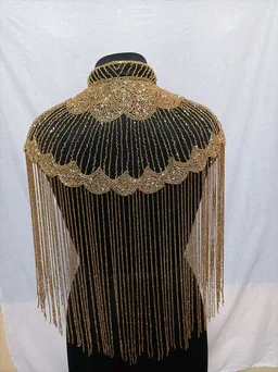 Women Hand beaded Embellished Short Cape Poncho (white) - Domino, Free Size