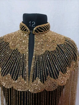 Women Hand beaded Embellished Short Cape Poncho (white) - Domino, Free Size