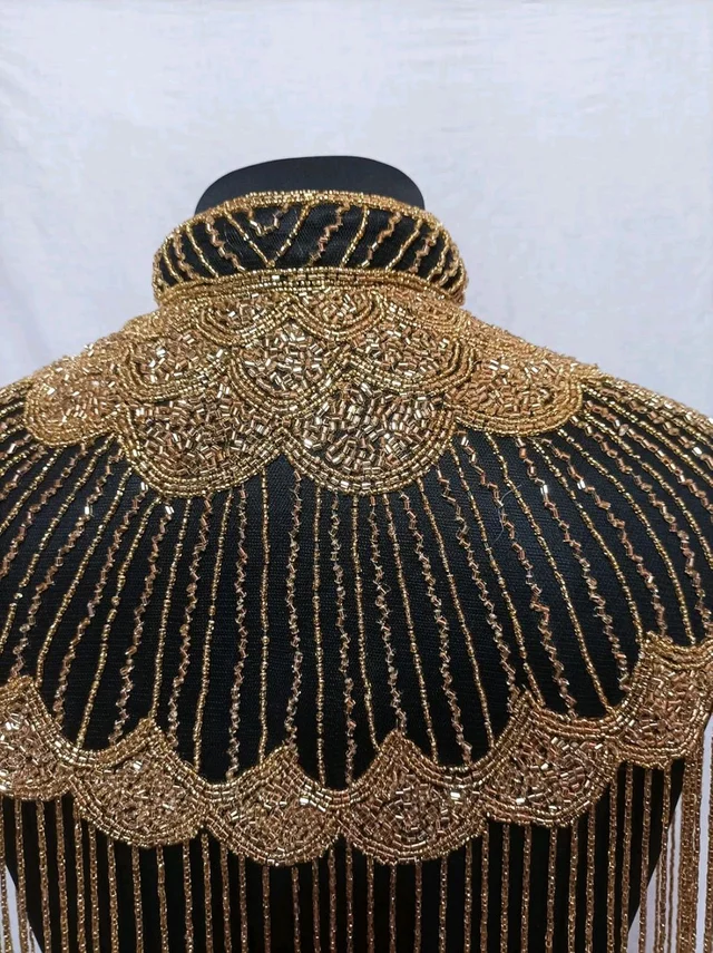 Women Hand beaded Embellished Short Cape Poncho (white) - Domino, Free Size