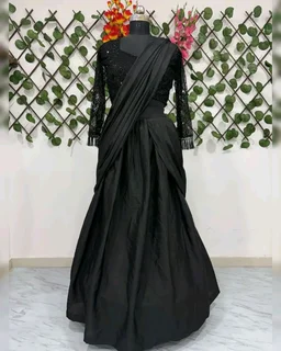 New Party Wear Ready-to-Wear Lehenga Saree with Real Mirror Border Work & Embellished Blouse
- Black, Free Size
