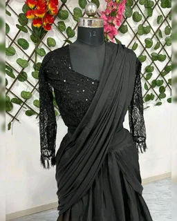 New Party Wear Ready-to-Wear Lehenga Saree with Real Mirror Border Work & Embellished Blouse
- Black, Free Size