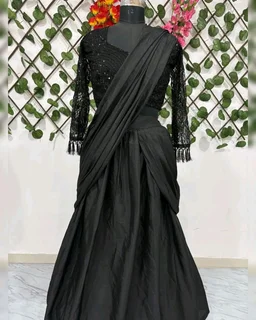 New Party Wear Ready-to-Wear Lehenga Saree with Real Mirror Border Work & Embellished Blouse
- Black, Free Size