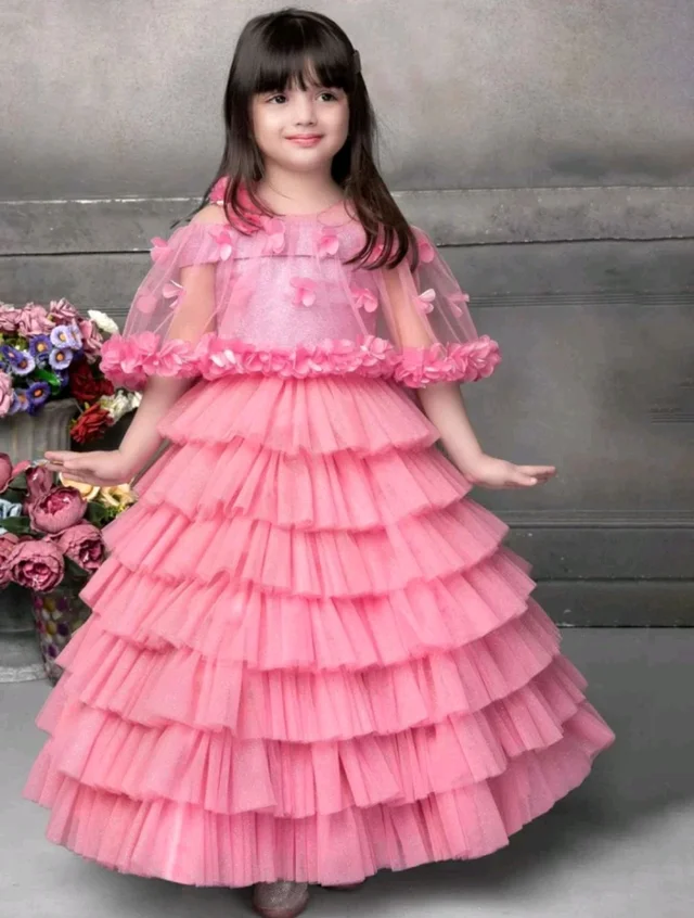 layered net dress Girls Fit & Flare tiered ruffle layered ruffle dress