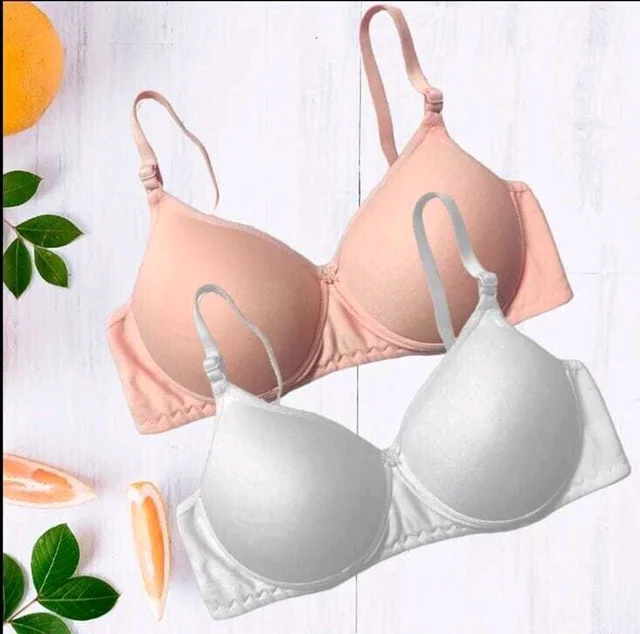 Pack of 2 Women T-Shirt Lightly Padded Bra (Multicolor) - White, 36B