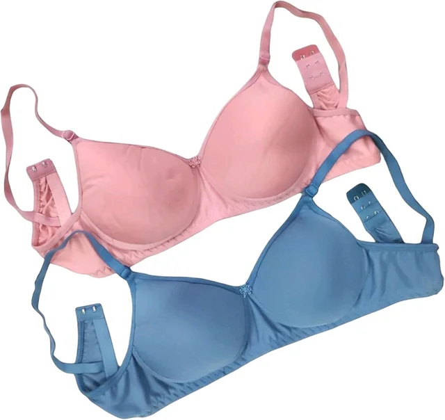 Pack of 2 Women T-Shirt Lightly Padded Bra (Multicolor) - Peach::Grey, 40B