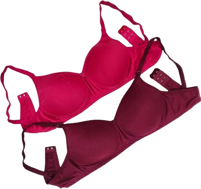 Pack of 2 Women T-Shirt Lightly Padded Bra (Multicolor) - Rani::Maroon, 28B