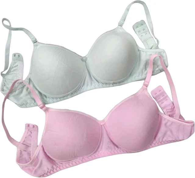 Pack of 2 Women T-Shirt Lightly Padded Bra (Multicolor) - Sea Green::LP, 28B