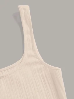 Women's Casual Sleeveless Square Neck High Waist Rib Knit Tank Long Dress - Apricot, XXL