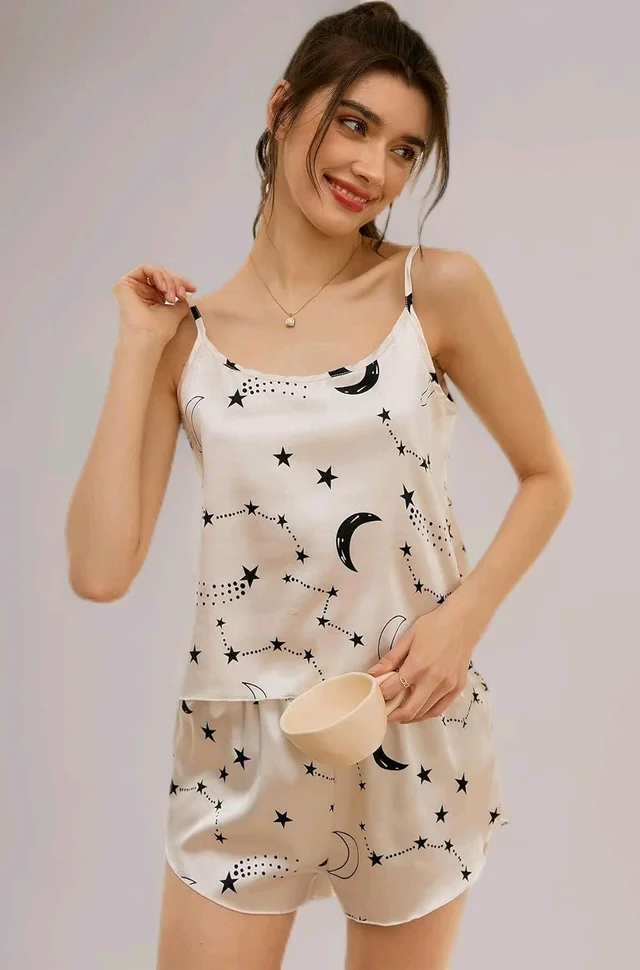 Babydoll Lingerie Bodysuit Swimwear Mini Chemise Top Short Wedding Bikini Nightie Bridal Nightdress with Top Shorts Strylish Prints Beige
- Pampas, Free Size