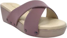 Leather Wedge Heels for Women & Girls | Fancy & Stylish Heel sandals |Extra Cushioning & Comfortable, Fashionable, Light Weight, Vegan, Fashion Heel Sandal for Girls, Causal wear - Zambezi, IND-4