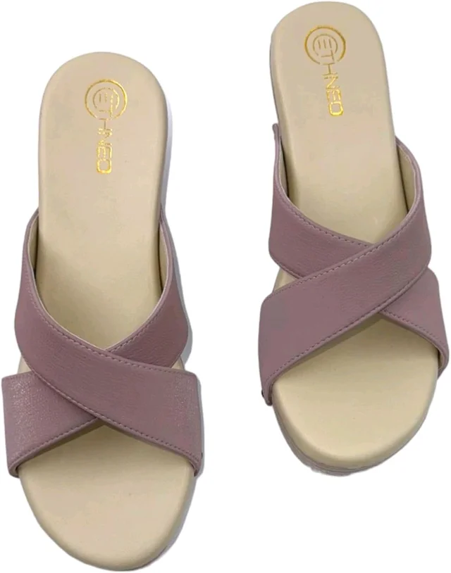 Leather Wedge Heels for Women & Girls | Fancy & Stylish Heel sandals |Extra Cushioning & Comfortable, Fashionable, Light Weight, Vegan, Fashion Heel Sandal for Girls, Causal wear - Zambezi, IND-7