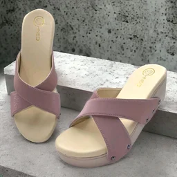 Leather Wedge Heels for Women & Girls | Fancy & Stylish Heel sandals |Extra Cushioning & Comfortable, Fashionable, Light Weight, Vegan, Fashion Heel Sandal for Girls, Causal wear - Zambezi, IND-7