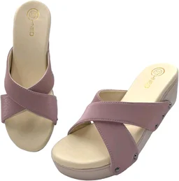 Leather Wedge Heels for Women & Girls | Fancy & Stylish Heel sandals |Extra Cushioning & Comfortable, Fashionable, Light Weight, Vegan, Fashion Heel Sandal for Girls, Causal wear - Zambezi, IND-7