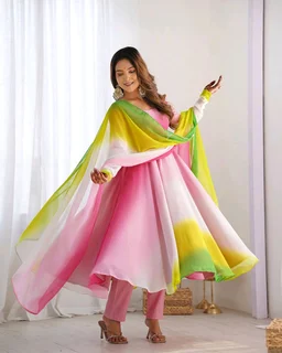 Multi Color Georgette Anarkali With Lace Dupatta Padding Color Anarkali
- Kobi, M