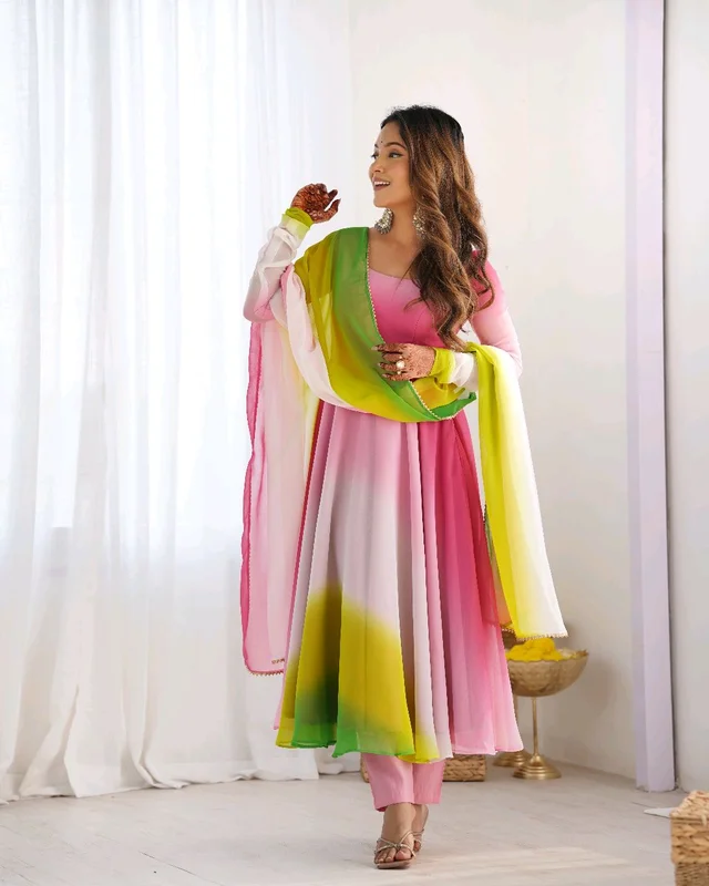 Multi Color Georgette Anarkali With Lace Dupatta Padding Color Anarkali
- Kobi, S