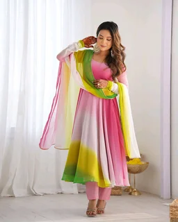 Multi Color Georgette Anarkali With Lace Dupatta Padding Color Anarkali
- Kobi, XS