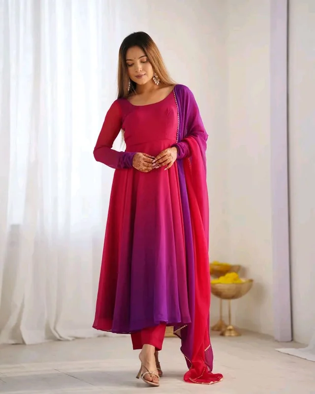 Multi Color Georgette Anarkali With Lace Dupatta Padding Color Anarkali
- Berry, L