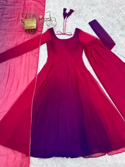 Multi Color Georgette Anarkali With Lace Dupatta Padding Color Anarkali
- Berry, XS